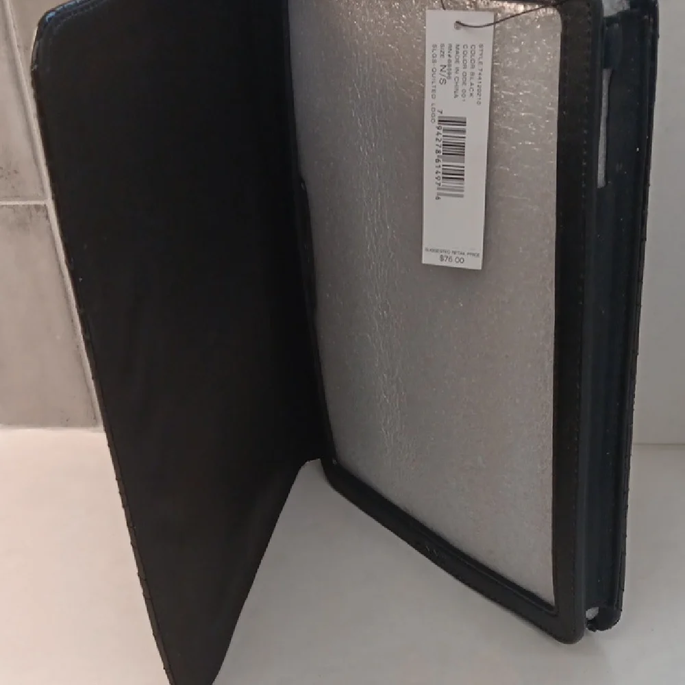 DKNY Black Glossy Monogram Tablet Cover with Elastic Closure